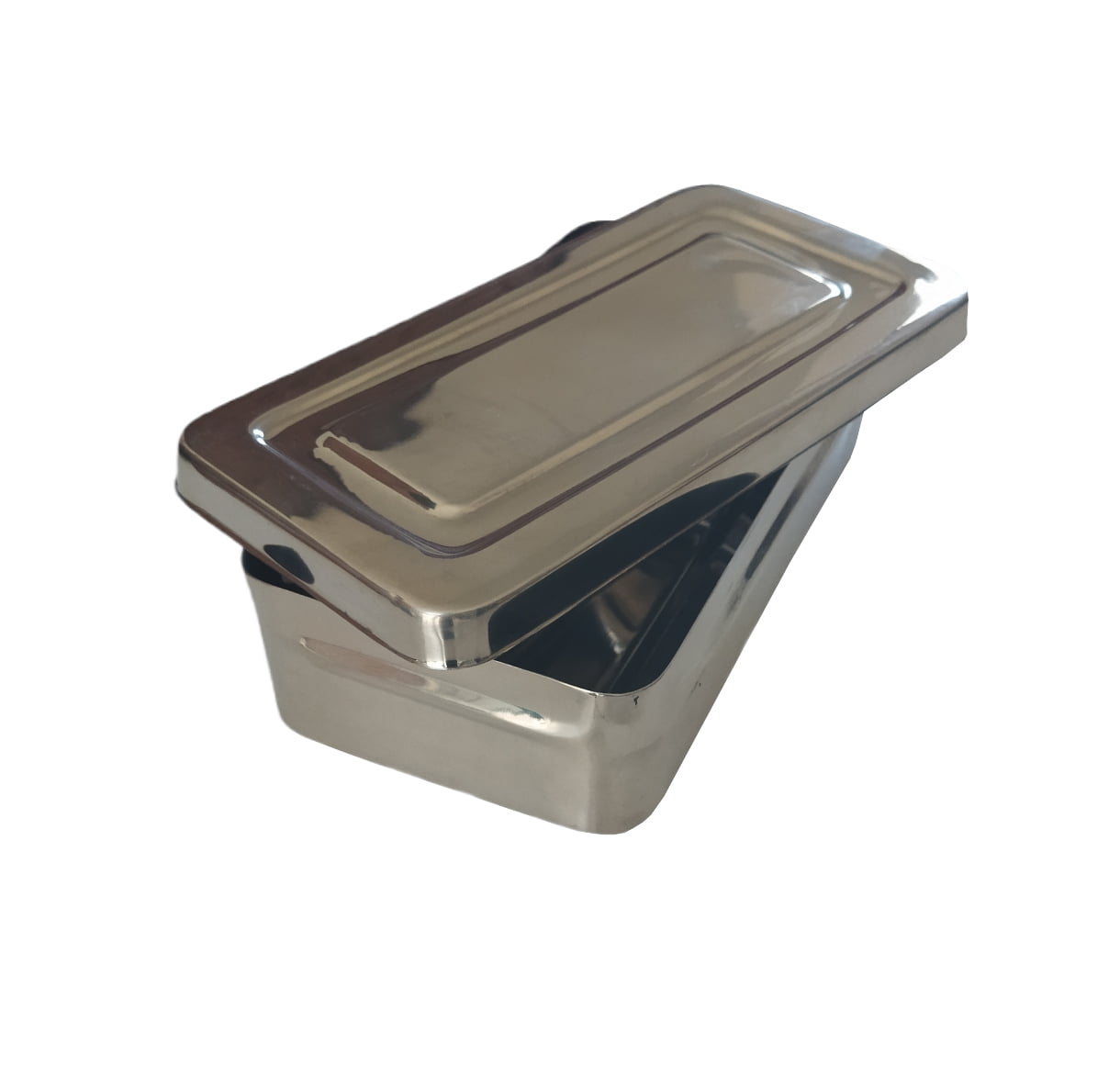 Caja metalica de acero inoxidable para esterilizar grande 20x10x4